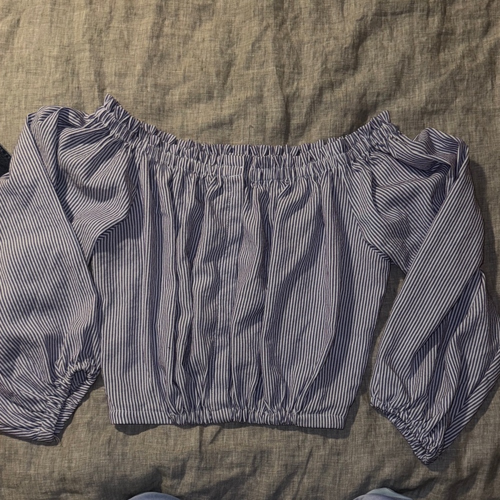 Seersucker Off-Shoulder Women's Top